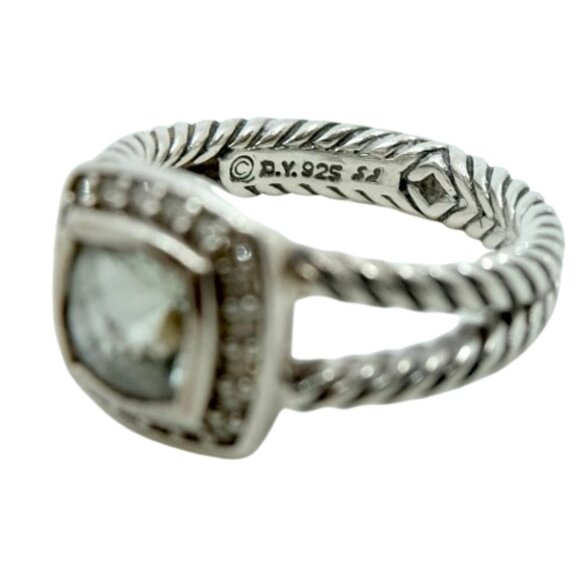 DAVID YURMAN~PETITE ALBION Prasiolite &  Diamond Cable Ring in Sterling Silver - Picture 4 of 9